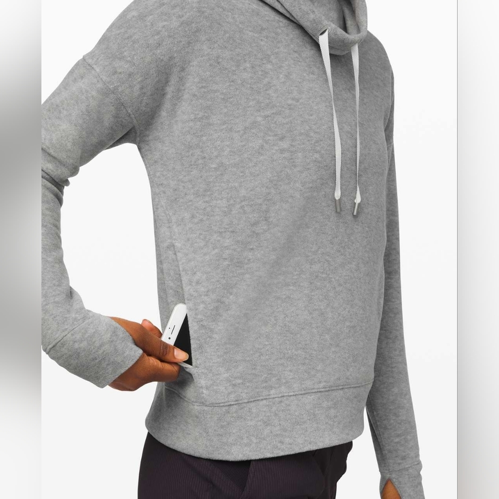 Lululemon Go Forward Pullover Cowl Neck Sweatshirt Heathered Core Light Grey 10